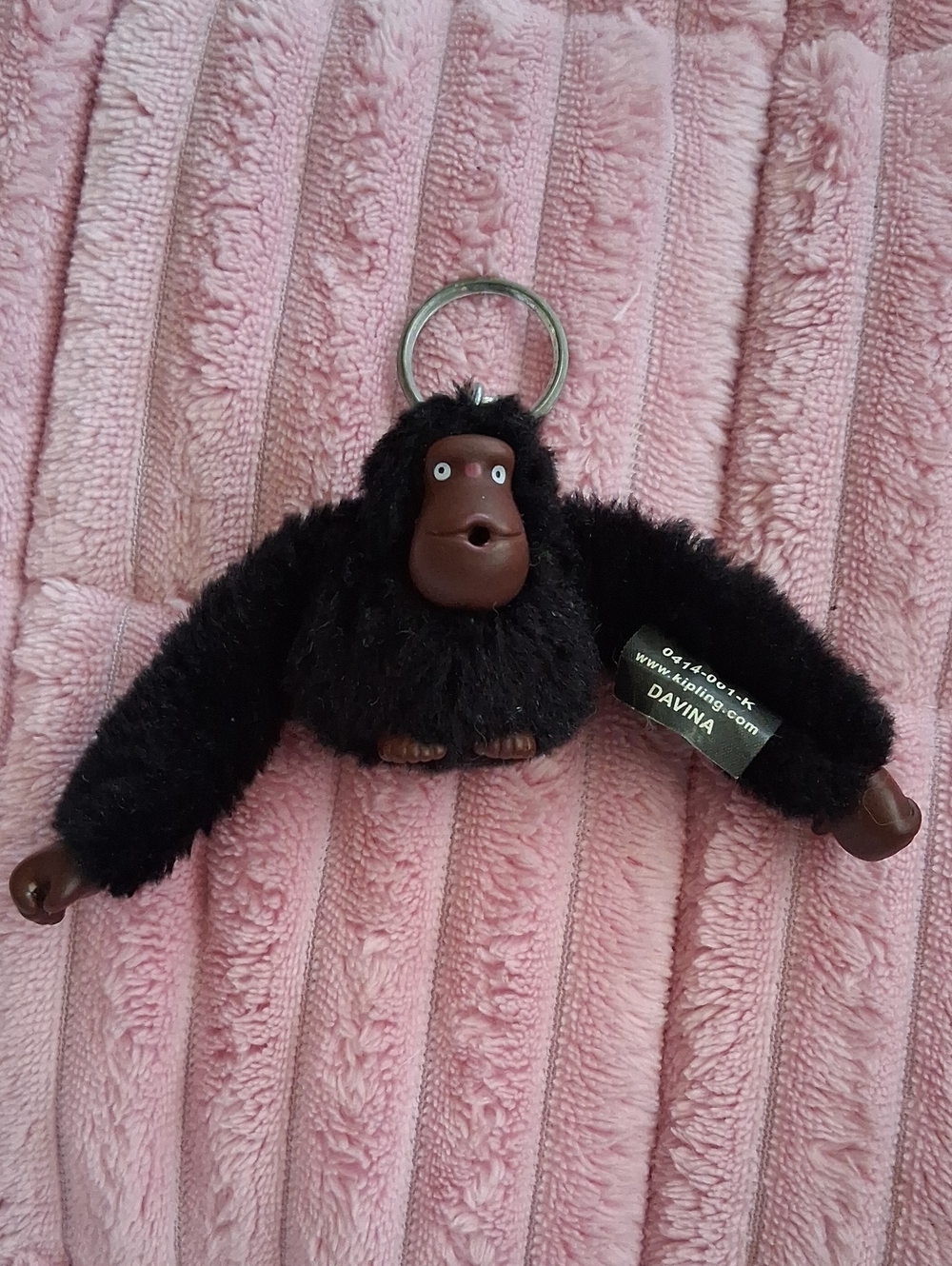 Kipling Black Plush Davina Monkey Keychain